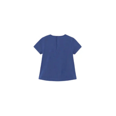 Mayoral Baby Short Sleeve Shirt, Blue, back view flat 