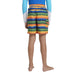 LL Bean Boy's Beansport Board Shorts shown in the Bold Orange Scenic color/print option. Back view on model.