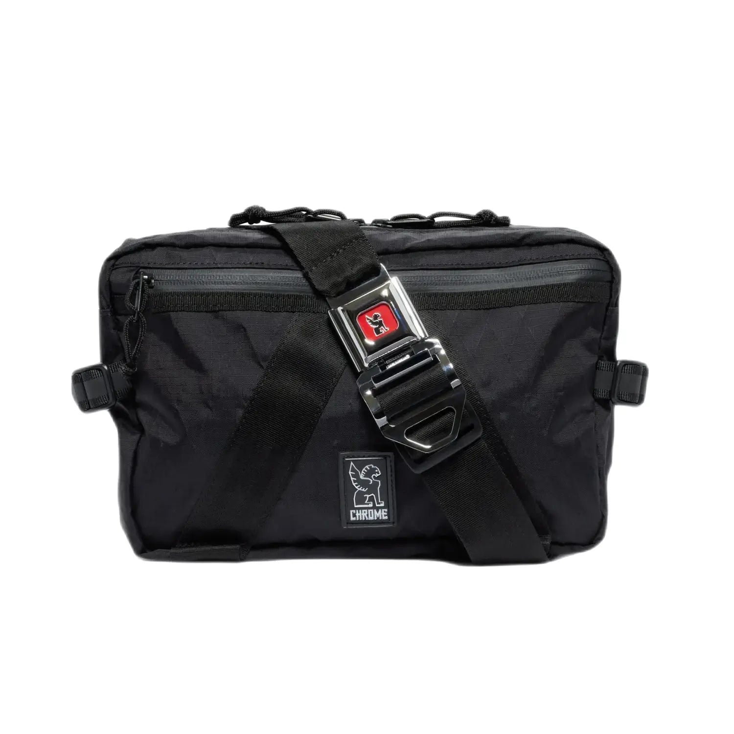 Chrome Industries Tensile Sling Bag shown in the Black-X color option. Front view.