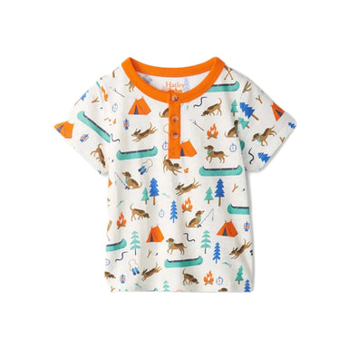 Hatley Baby Camping Dogs Henley. Front view.