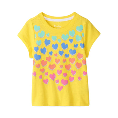 Hatley Girl's Falling Hearts Graphic Tee. Front view.