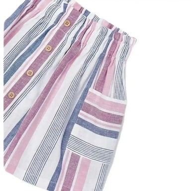 Mayoral K's Striped Skirt, Mauve, front view flat zoomed 