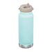 Klean Kanteen TK wide 32oz in blue tint with mouthpiece upright
