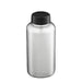Klean Kanteen Wide Water Bottle with Loop Cap brushed stainless steel with black cap. Loop handle down, 64oz size.