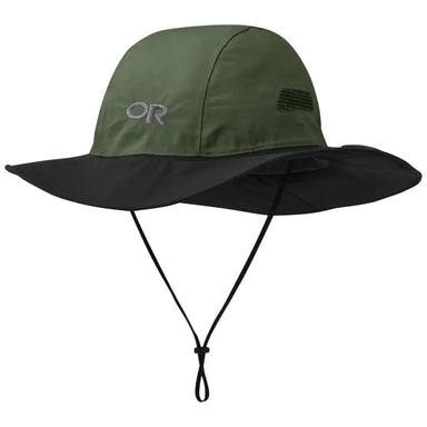 Outdoor Research® Seattle Rain Hat shown in the Fatigue/ Black color option. Front view.