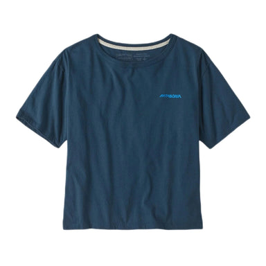 Patagonia W's Sunrise Rollers Organic Easy-Cut Tee, Tidepool Blue, front view flat 