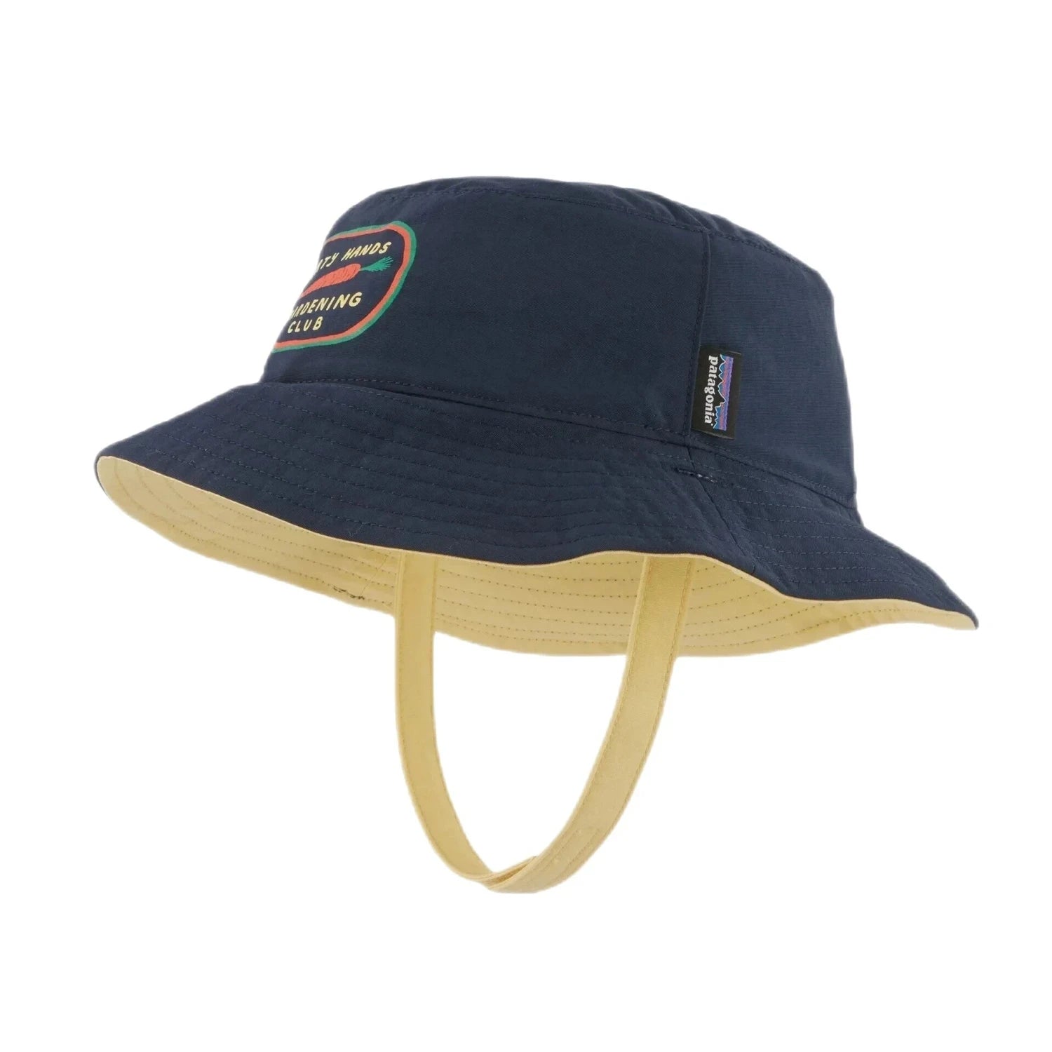 Patagonia Baby Sun Bucket Hat, Garden Club New Navy, front and side view