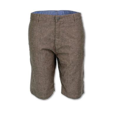 Purnell Men's Hemp Blend Shorts shown in the Brown color option. Front view.