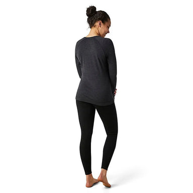 Smartwool Women's Classic Thermal Merino Base Layer Crew Charcoal Heather Model Back View