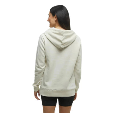 Tentree Women's Retro Juniper Classic Hoodie shown in the Undyed Driftwood color option. Back view.