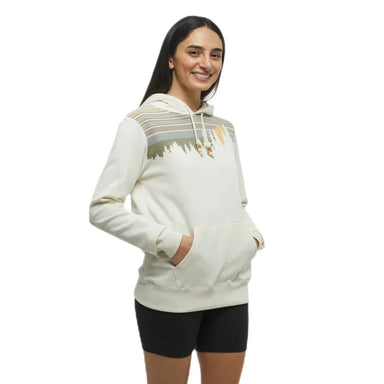 Tentree Women's Retro Juniper Classic Hoodie shown in the Undyed Driftwood color option. Front view.