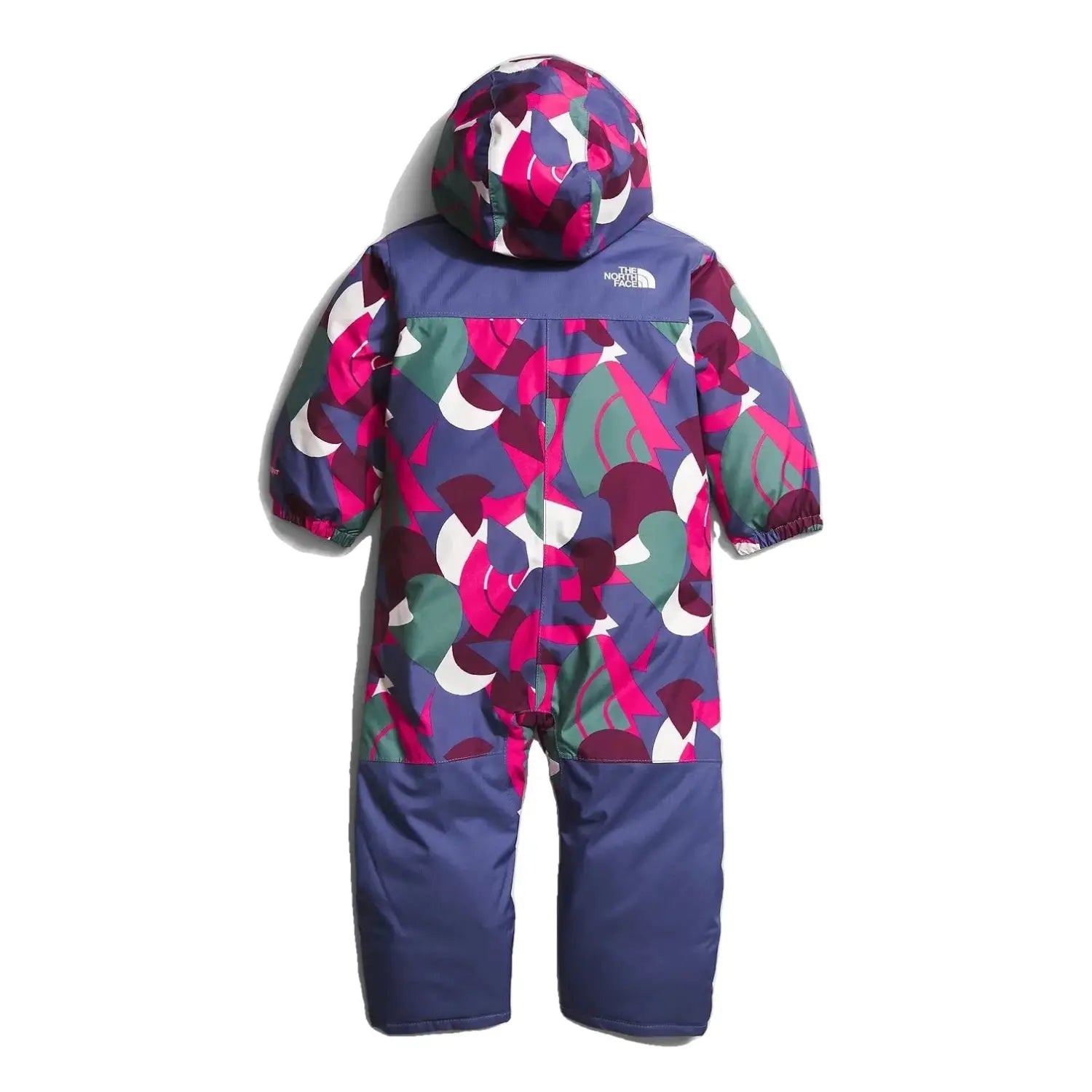 The North Face Baby Freedom Snowsuit shown in Mr. Pink Big Abstract Print. Back view.