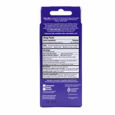 After Bite Kids Bug Bite Itch Relief packaging, back view