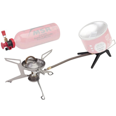 MSR WhisperLite™ Universal Stove connected to isopro fuel canister