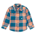 Tea Collection Baby Boy's Flannel Button Up Shirt in blue plaid, flat front view