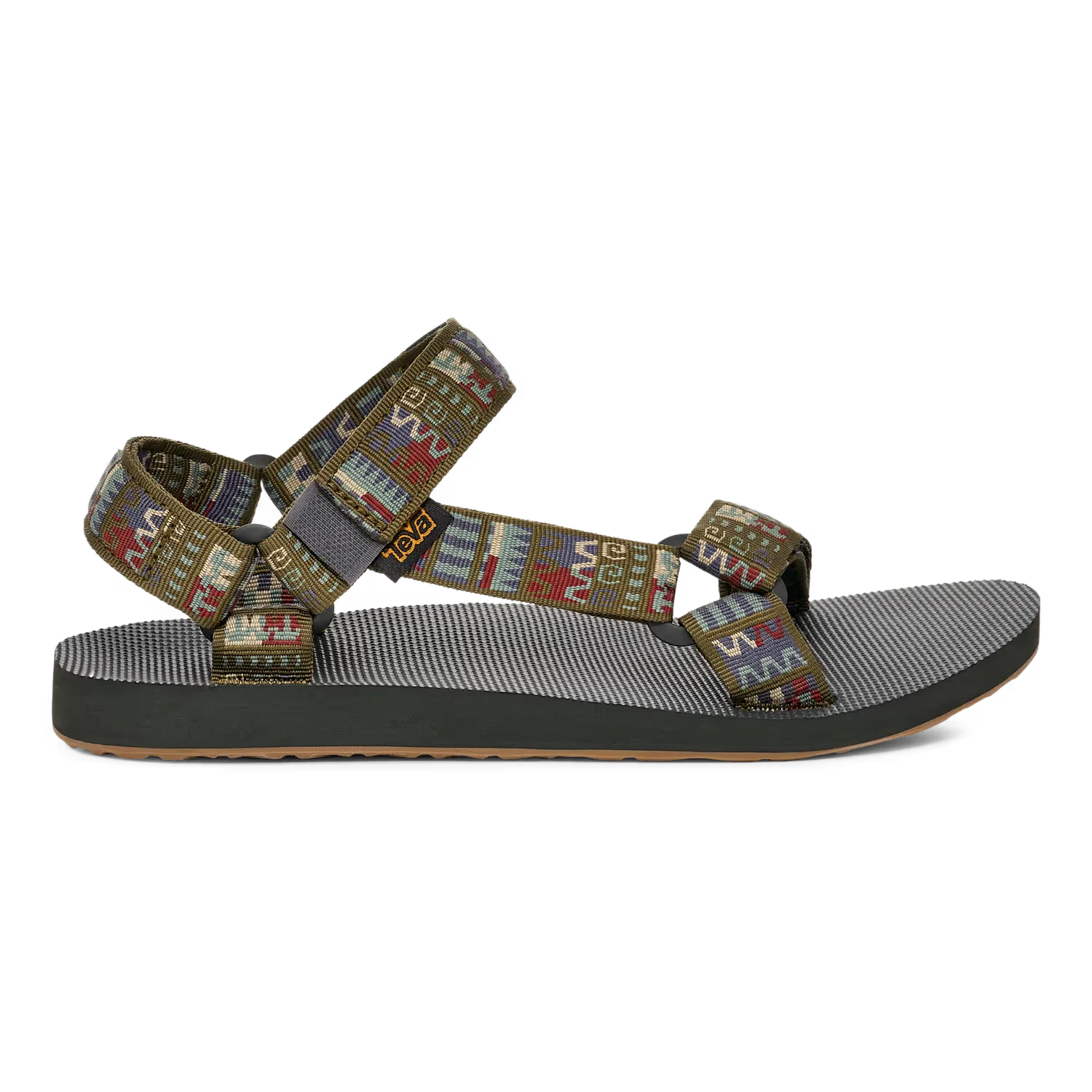 Teva Men's Original Universal Sandal in geo mashup olive, side view