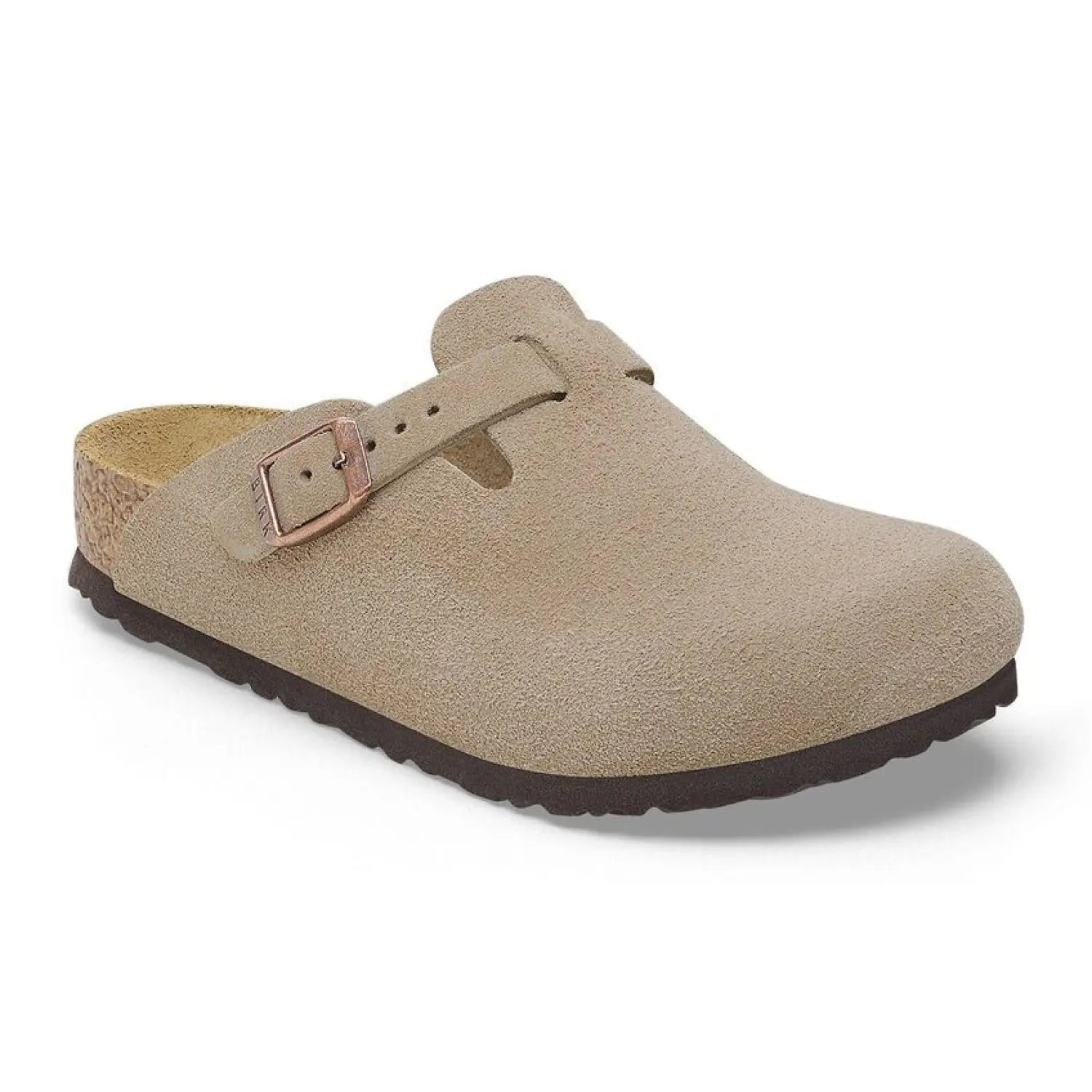 BIRKENSTOCK Kid's Boston Suede Clog in taupe side