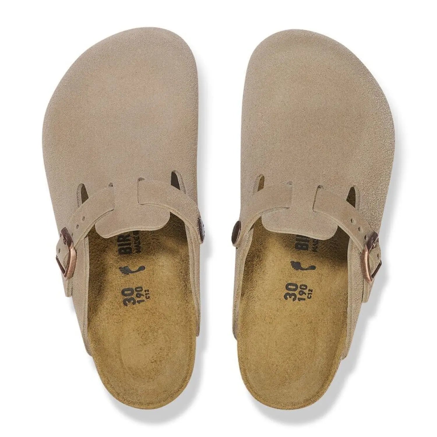 BIRKENSTOCK Kid's Boston Suede Clog in taupe pair top