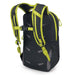 Osprey's Daylite Jr. Pack in hotspot black & lemongrass, back view