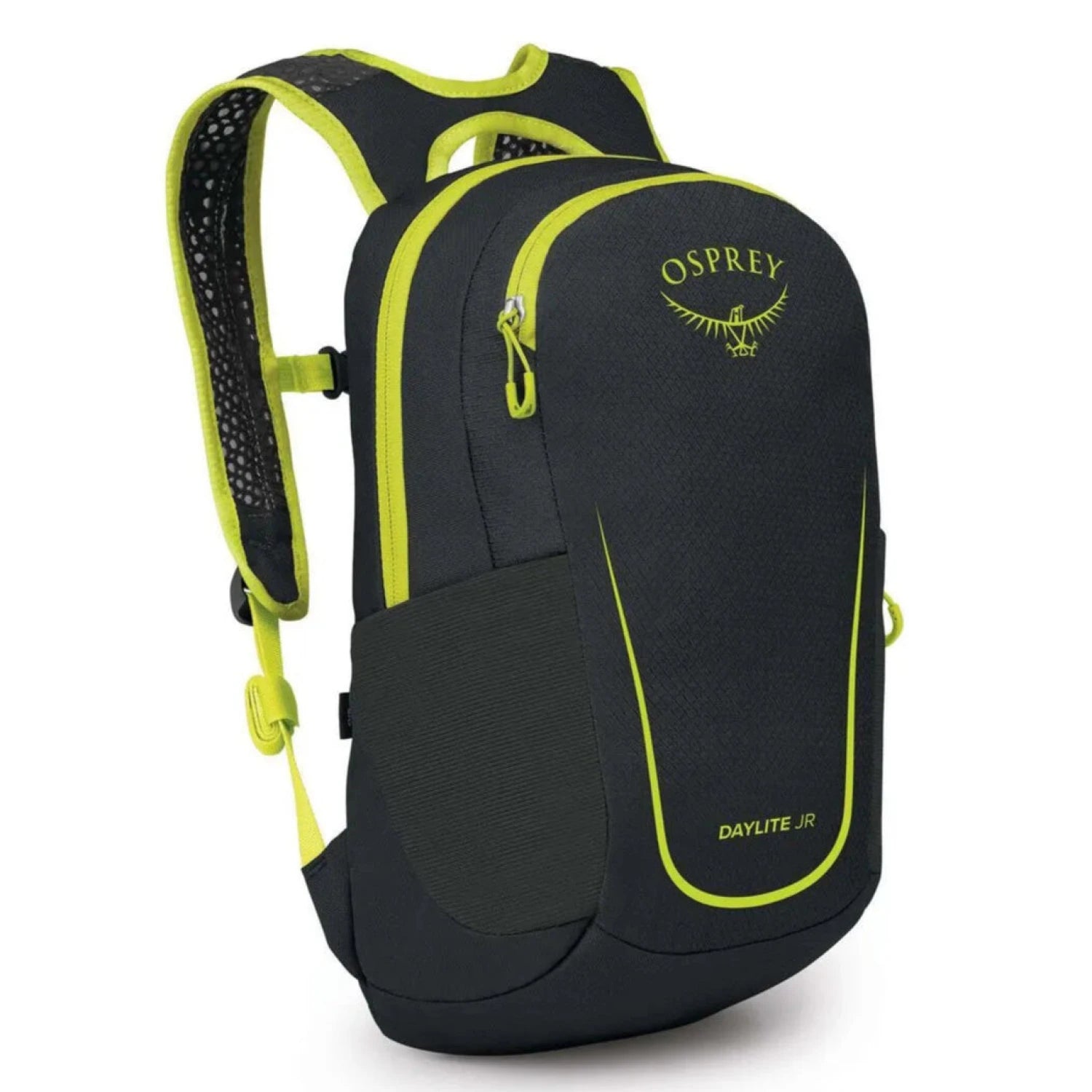 Osprey's Daylite Jr. Pack in hotspot black & lemongrass, front view