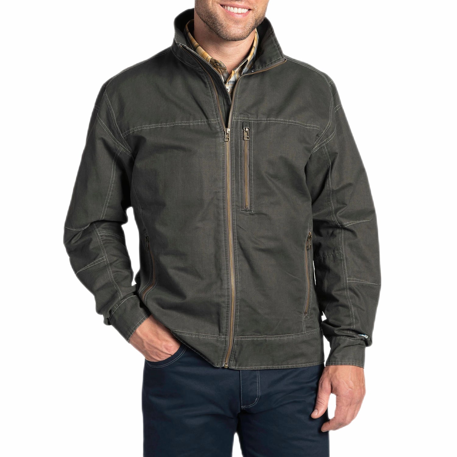 KÜHL Men's BURR™ Jacket in gunmetal, on model -front