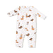 Angel Dear Baby Uni Romper in ivory & best friend dogs, flat front view