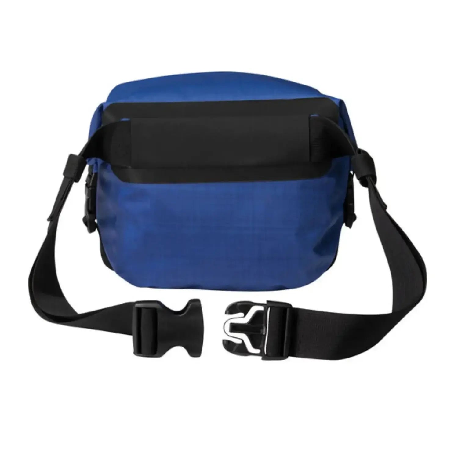 Waterproof Pak in Heather Blue with removeable waist belt. Back View.
