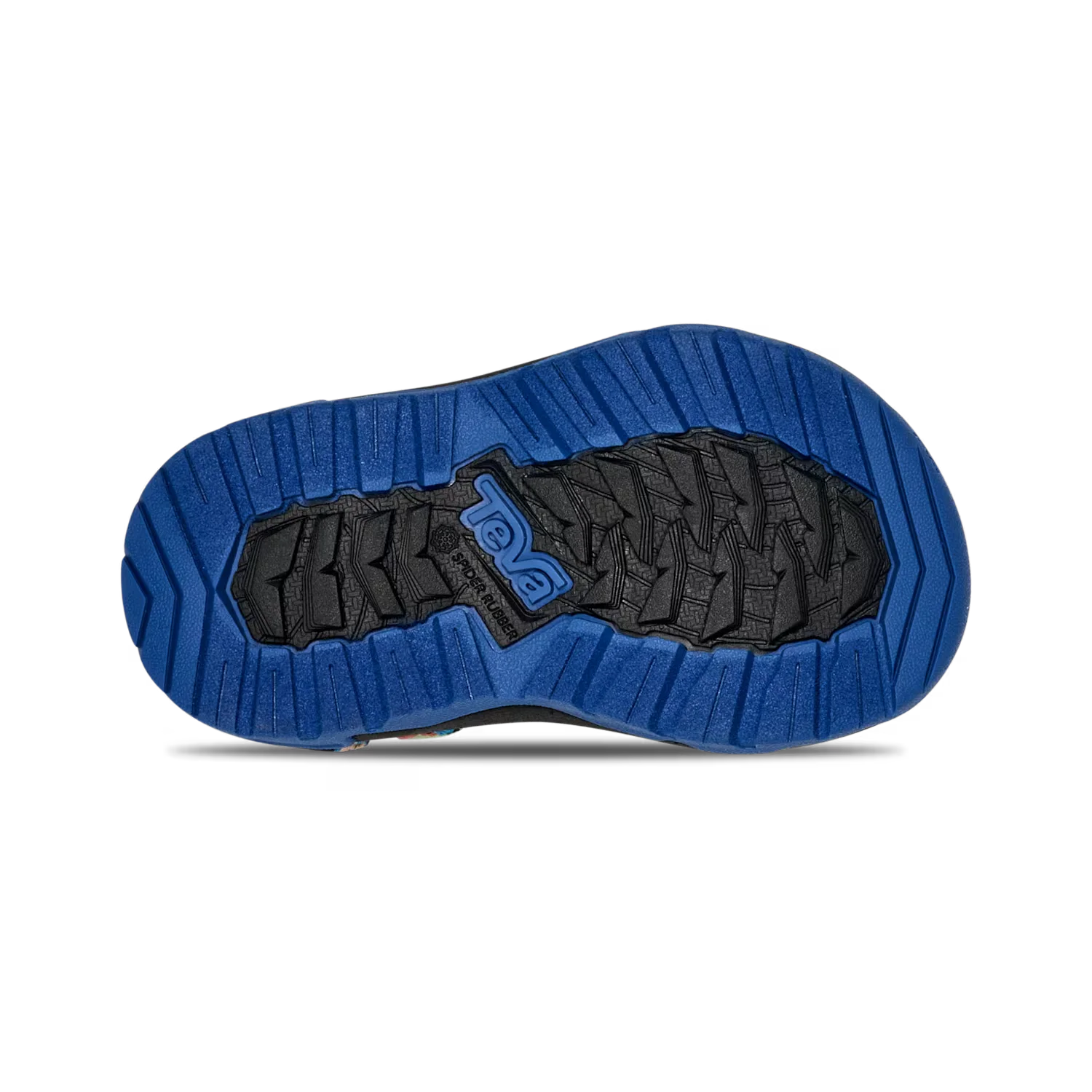 TEVA Toddler's Hurricane XLT JR Sandal in blue vintage trucks, sole view