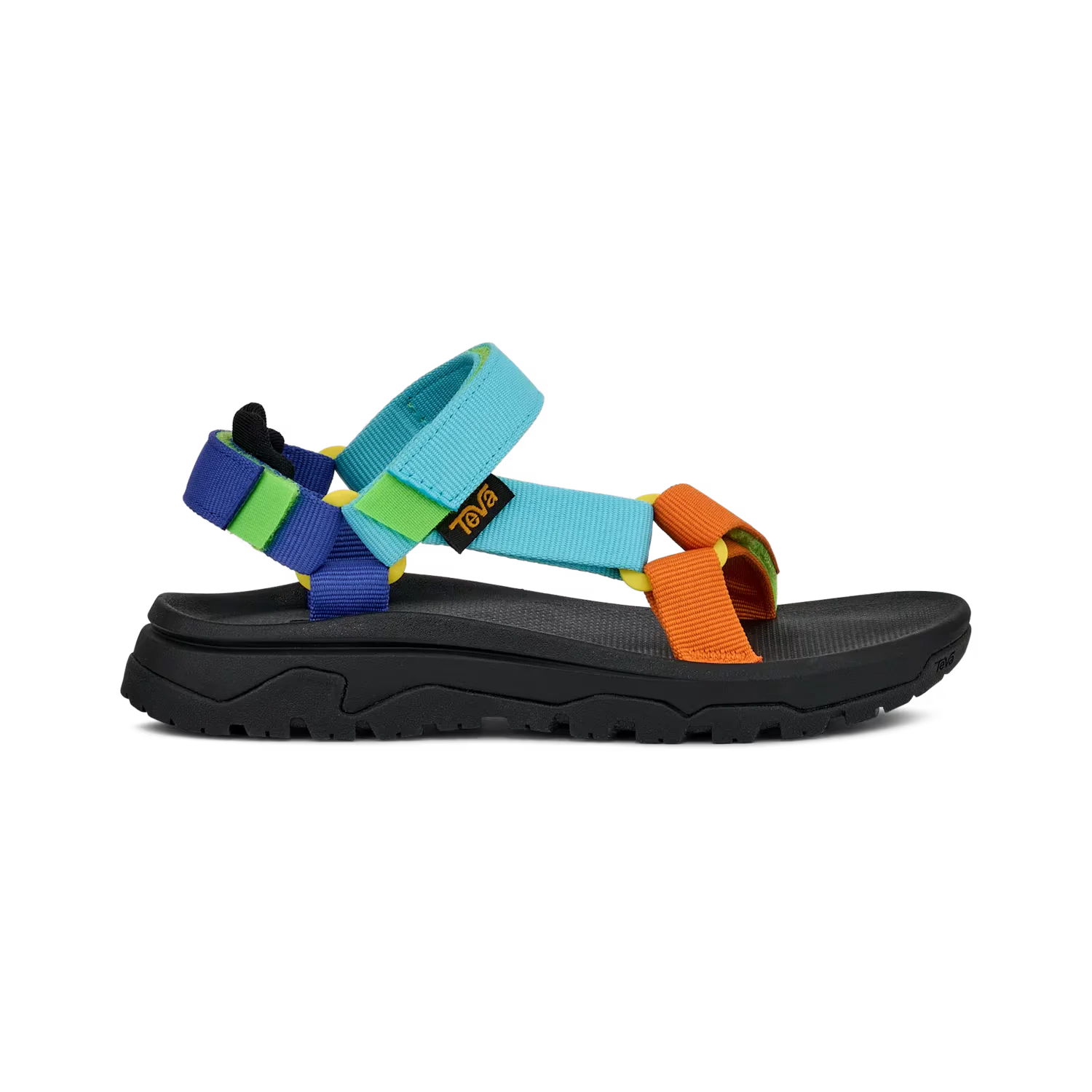 TEVA Kid's Hurricane XLT JR Sandal in neon multi, side view