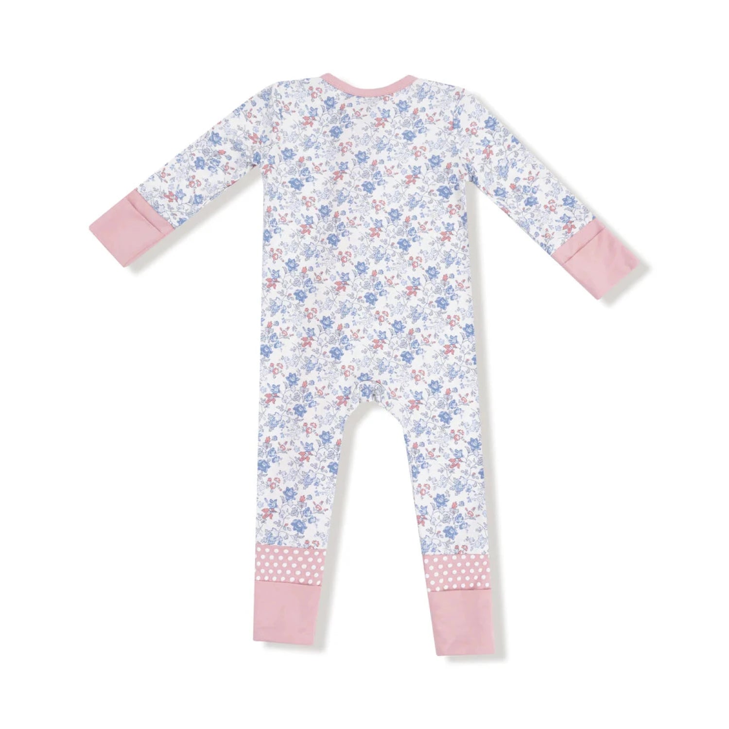 Angel Dear Baby 2-Way Zipper Convertible Romper in country girl floral, back view