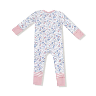Angel Dear Baby 2-Way Zipper Convertible Romper in country girl floral, back view