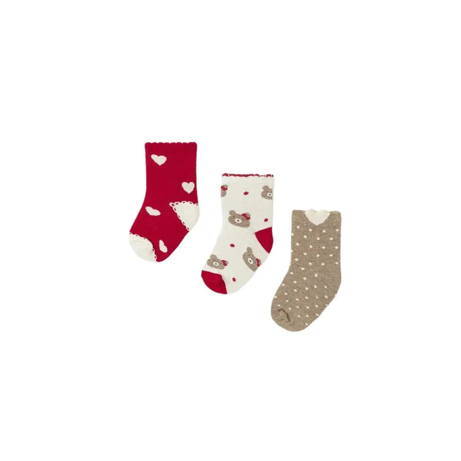 Mayoral Baby Sock - 3 Pack, Red, top view 