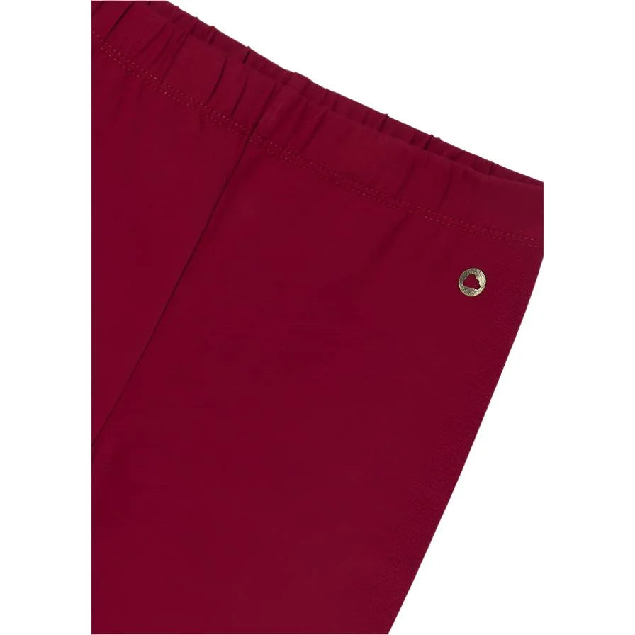 Mayoral Girl's Basic Leggings shown in the Cherry color option. Front view.