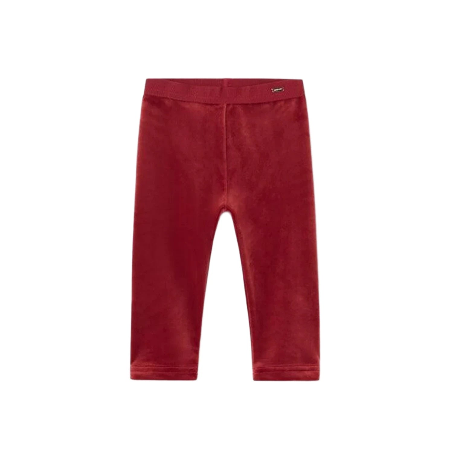 Baby Basic Velvet Leggings in cherry red, flat front