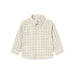 Mayoral Baby Long Sleeve Checked Button Up Shirt in cream/forest, flat front