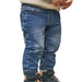 Mayoral Baby Jogger Style Jeans in dark wash, on model front