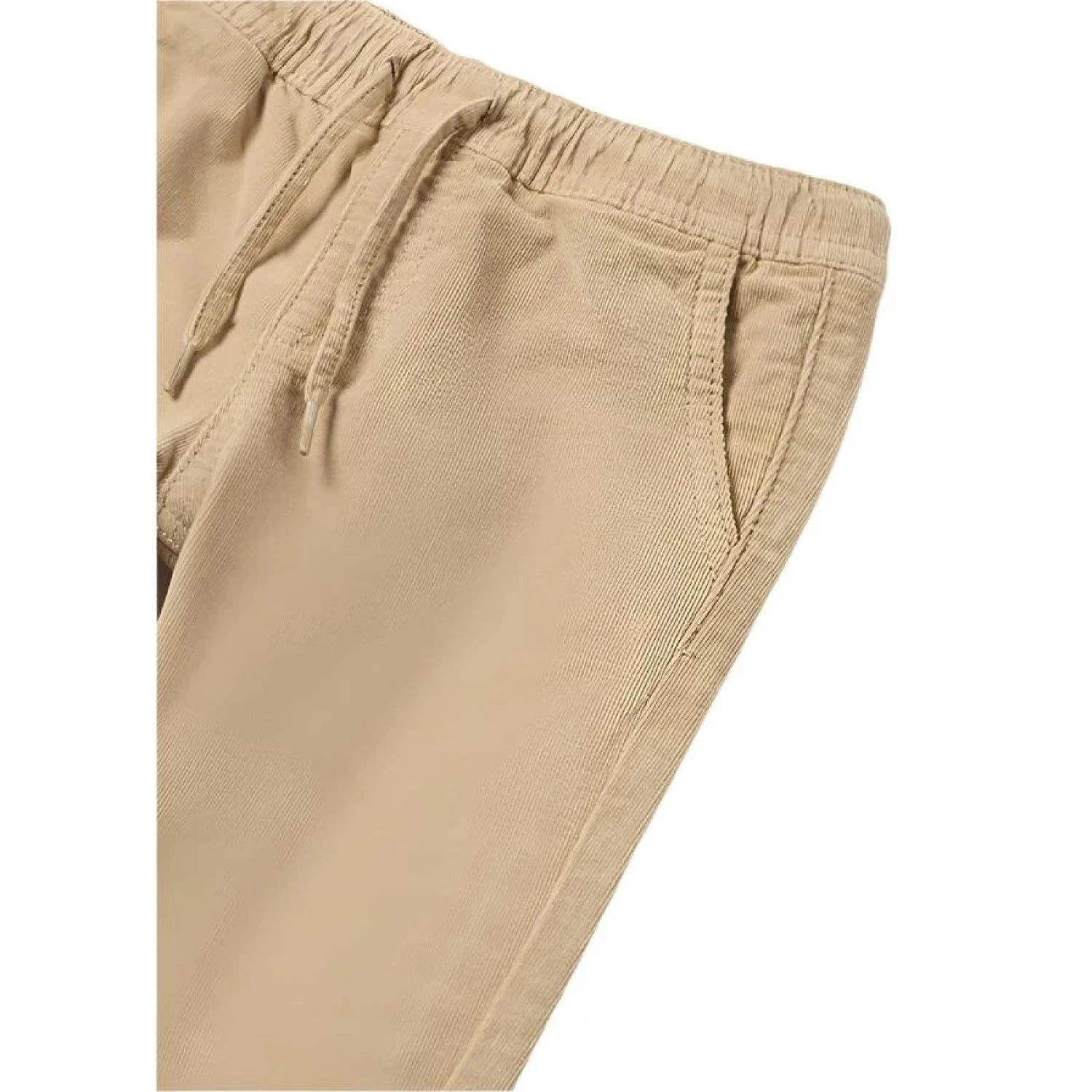 Mayoral Baby Corduroy Joggers shown in the Almond color. Front view.