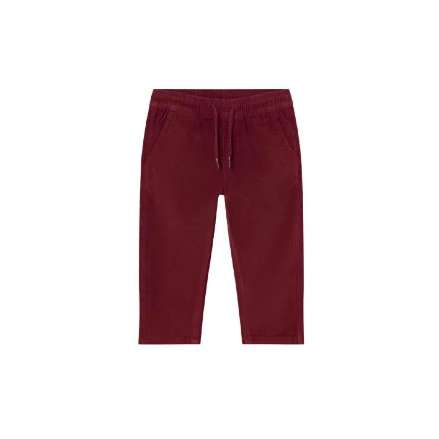 Mayoral Baby Corduroy Joggers shown in the Cherry color. Front view.