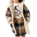 Mayoral Girl's Reversible Hooded Coat in navy plaid, on model front