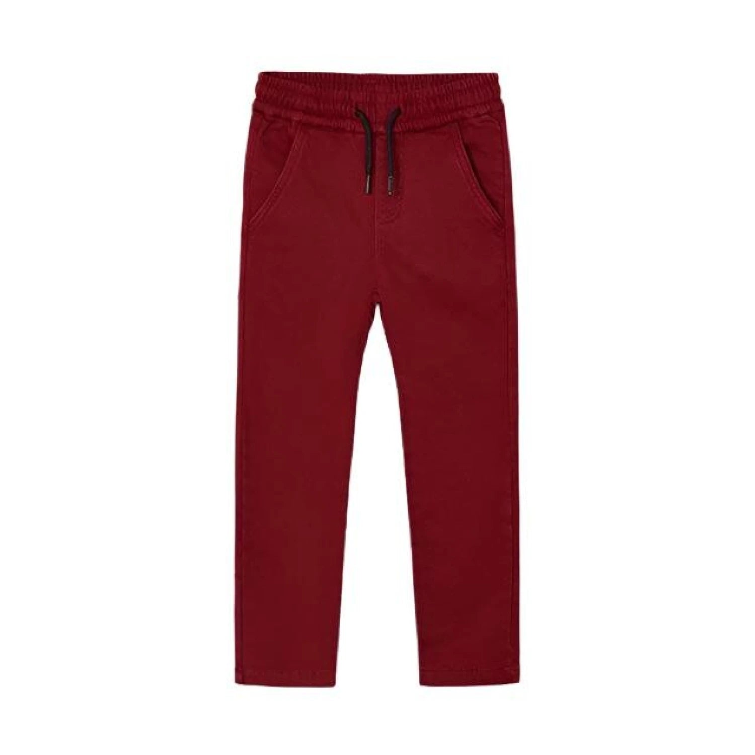 Mayoral Boy's Joggers shown in the Wine color option. Front view.