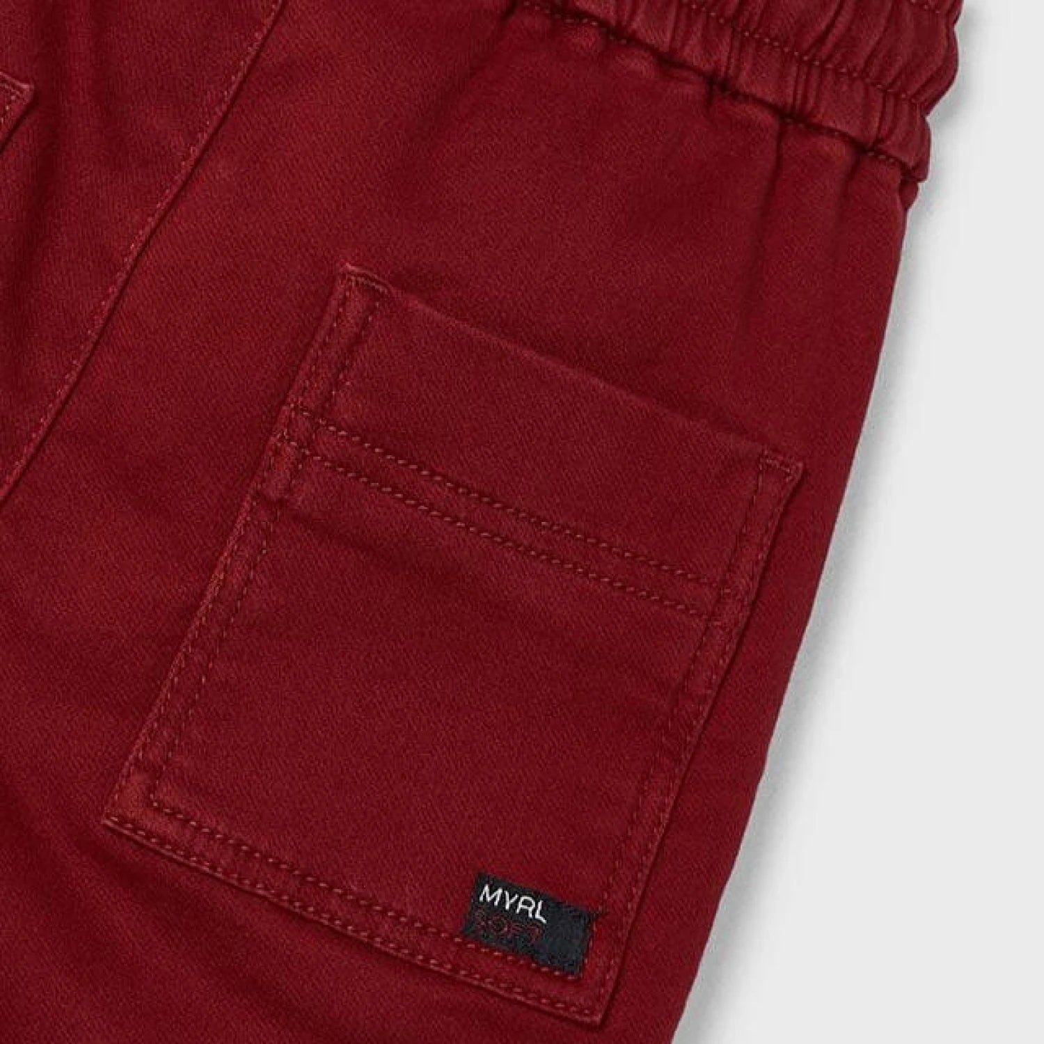 Mayoral Boy's Joggers shown in the Wine color option. Front view.