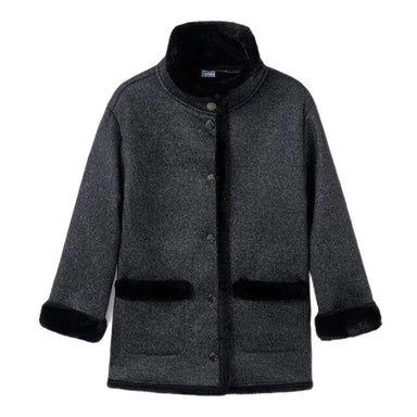 Mayoral Girls's Faux Fur Lined Coat IN BLACK, flat front