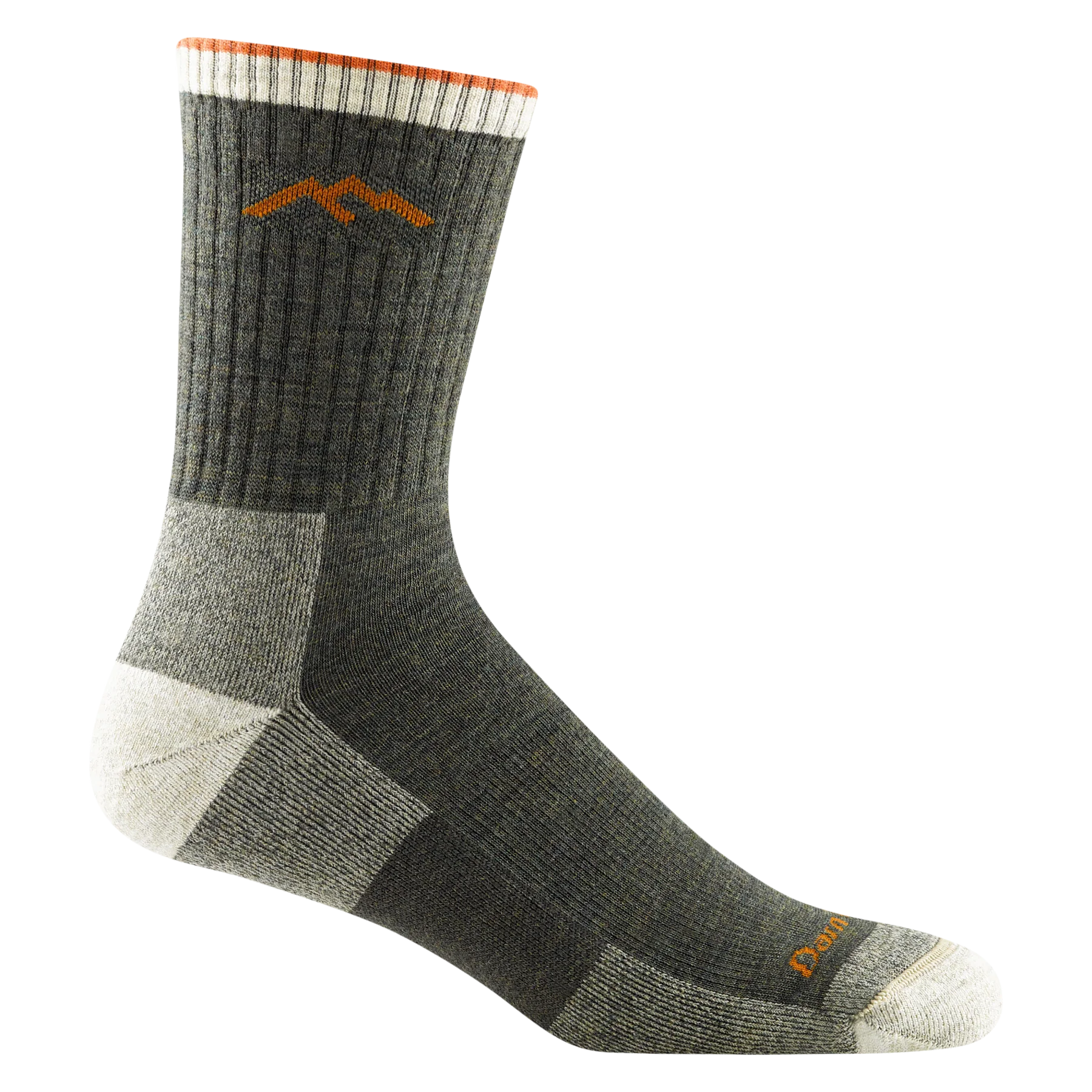 Darn Tough Men's Hiker Micro Crew Midweight Hiking Sock in olive, side view