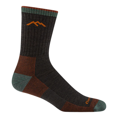 Darn Tough Men's Hiker Micro Crew Midweight Hiking Sock shown in the  walnut color option. Side view.