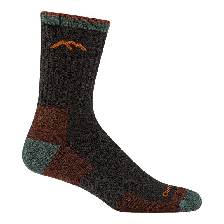Darn Tough Men's Hiker Micro Crew Midweight Hiking Sock shown in the  walnut color option. Side view.