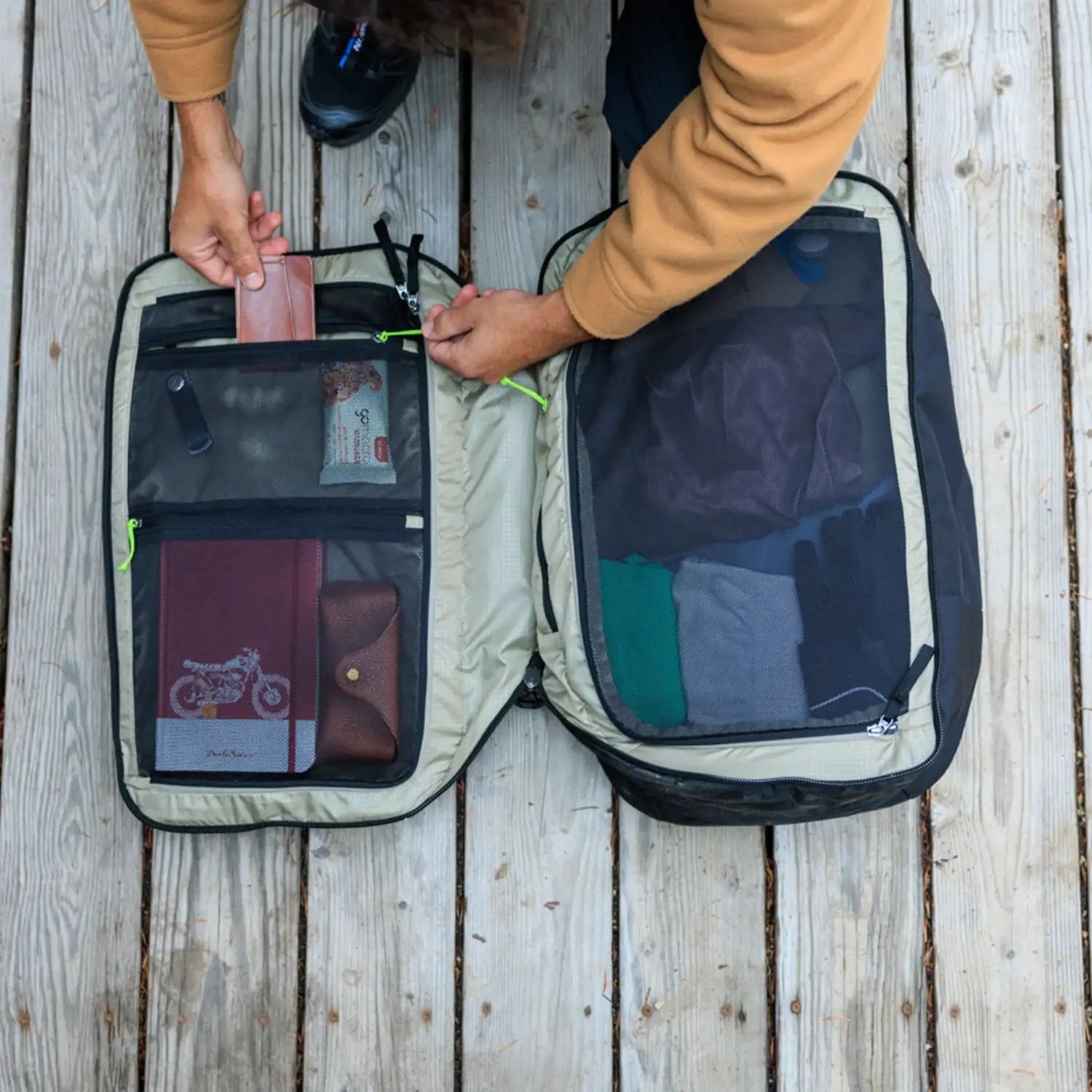 Gregory Border Carry-On 40 unzipped and packed up