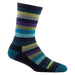 Darn Tough Women's Mystic Stripe Crew Lightweight Lifestyle Sock in dark teal, side view