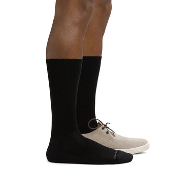 Darn Tough Men's The Standard Crew Cushioned Lightweight Lifestyle Socks in black, model side view