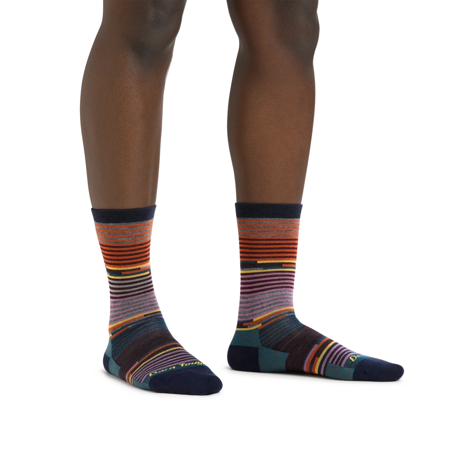 Darn Tough Women's Pixie Crew Lightweight Lifestyle Socks in navy, on model view