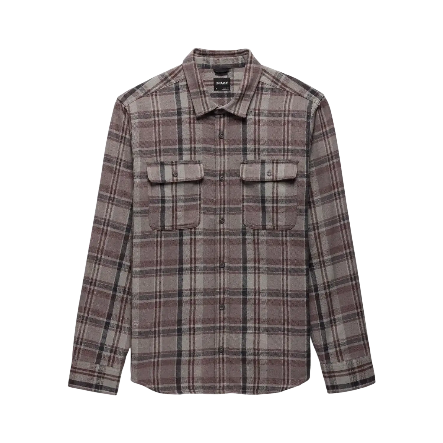 Prana Men's Westbrook Flannel Shirt in quarry, flat front view